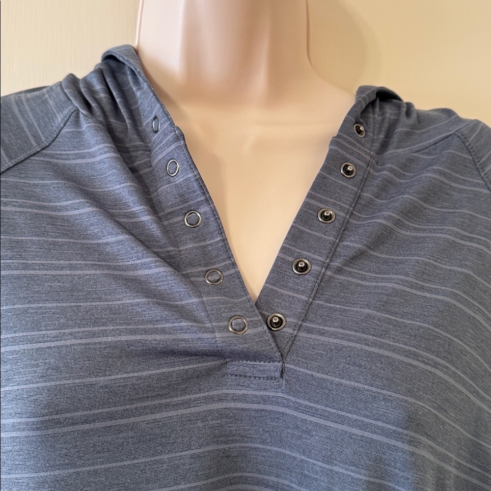 Prana Sol Searcher Hoodie, SPF 50 Blue Stripes, Medium